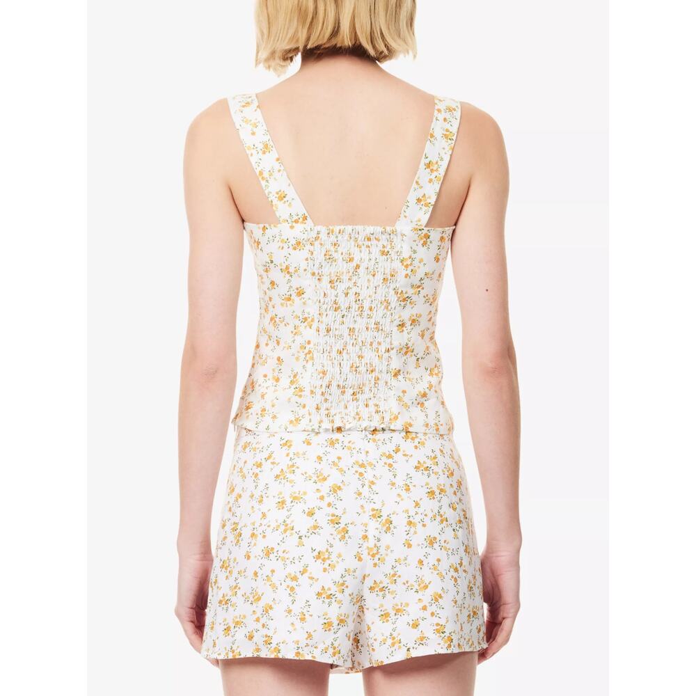 NWT Reformation Darci Floral Linen Top Yellow White Size 0 - Picture 6 of 9